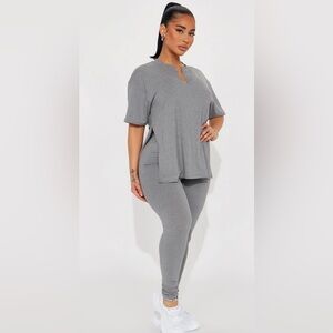 Fashion Nova 2 piece Heather gray pants set